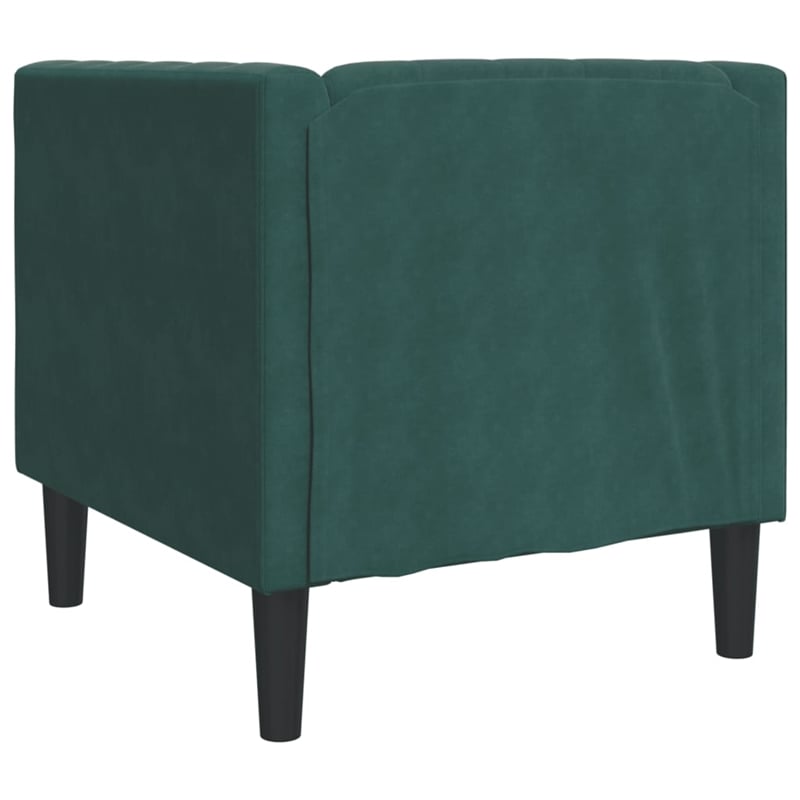 Bowery Hill Contemporary Chesterfield Single Sofa Chair in Dark Green