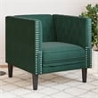 Bowery Hill Contemporary Chesterfield Single Sofa Chair in Dark Green
