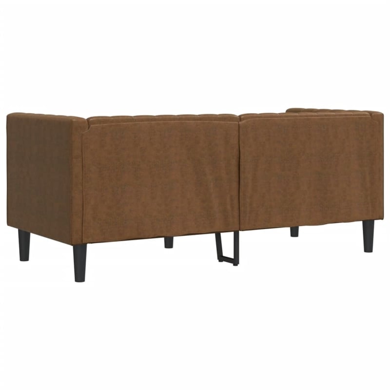 Bowery Hill Contemporary Polyester Chesterfield Sofa in Brown