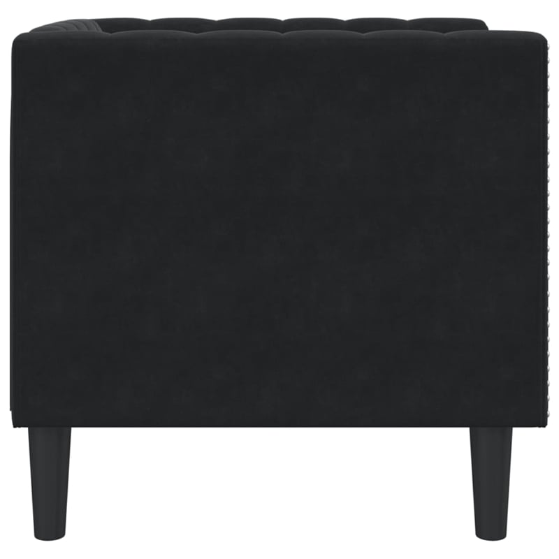 Bowery Hill Contemporary Chesterfield Single Sofa Chair in Black