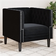Bowery Hill Contemporary Chesterfield Single Sofa Chair in Black