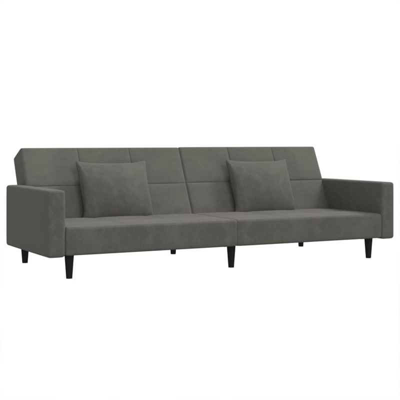 Bowery Hill Contemporary 2-Seater Sofa Bed in Dark Gray Polyester Velvet