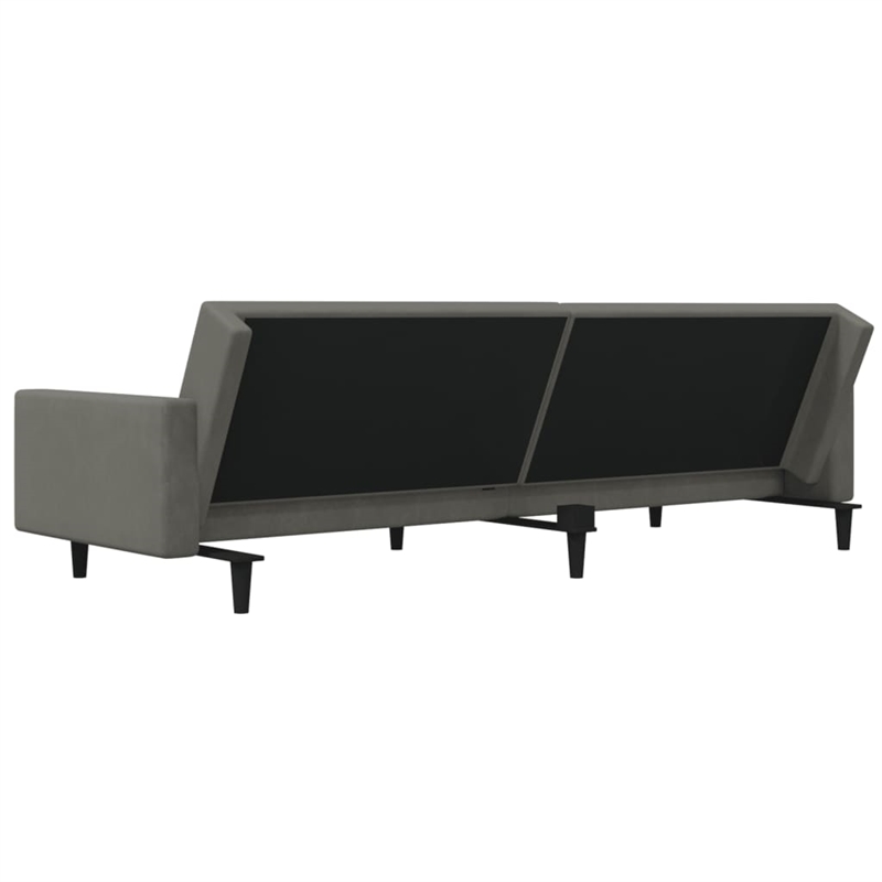 Bowery Hill Contemporary 2-Seater Sofa Bed in Dark Gray Polyester Velvet