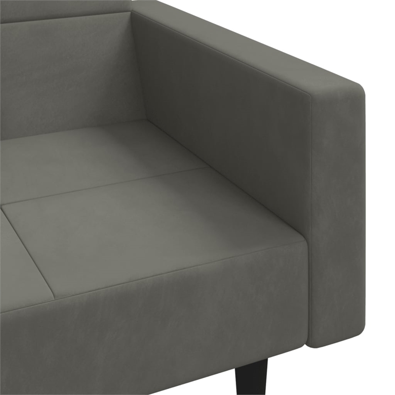 Bowery Hill Contemporary 2-Seater Sofa Bed in Dark Gray Polyester Velvet