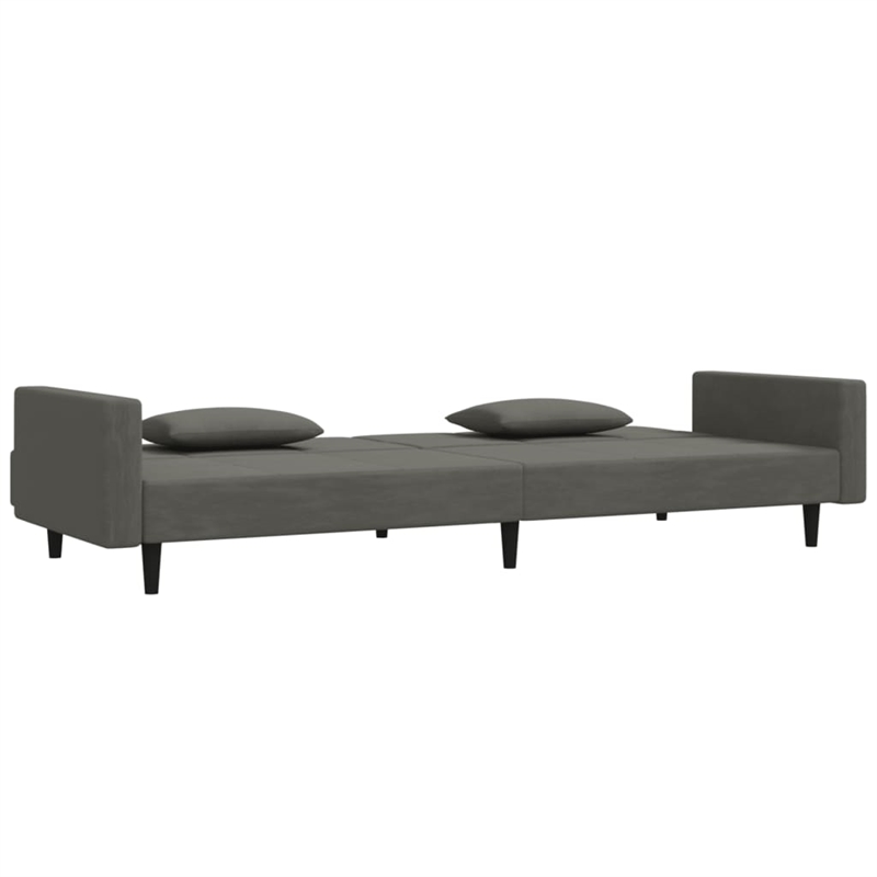 Bowery Hill Contemporary 2-Seater Sofa Bed in Dark Gray Polyester Velvet