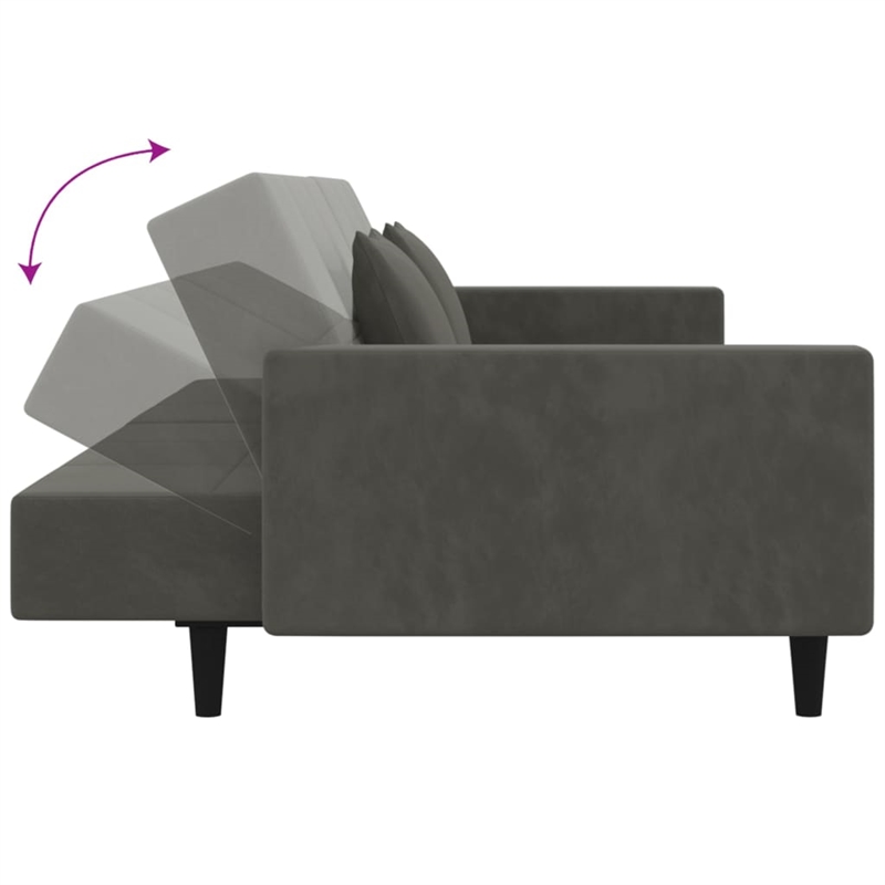 Bowery Hill Contemporary 2-Seater Sofa Bed in Dark Gray Polyester Velvet