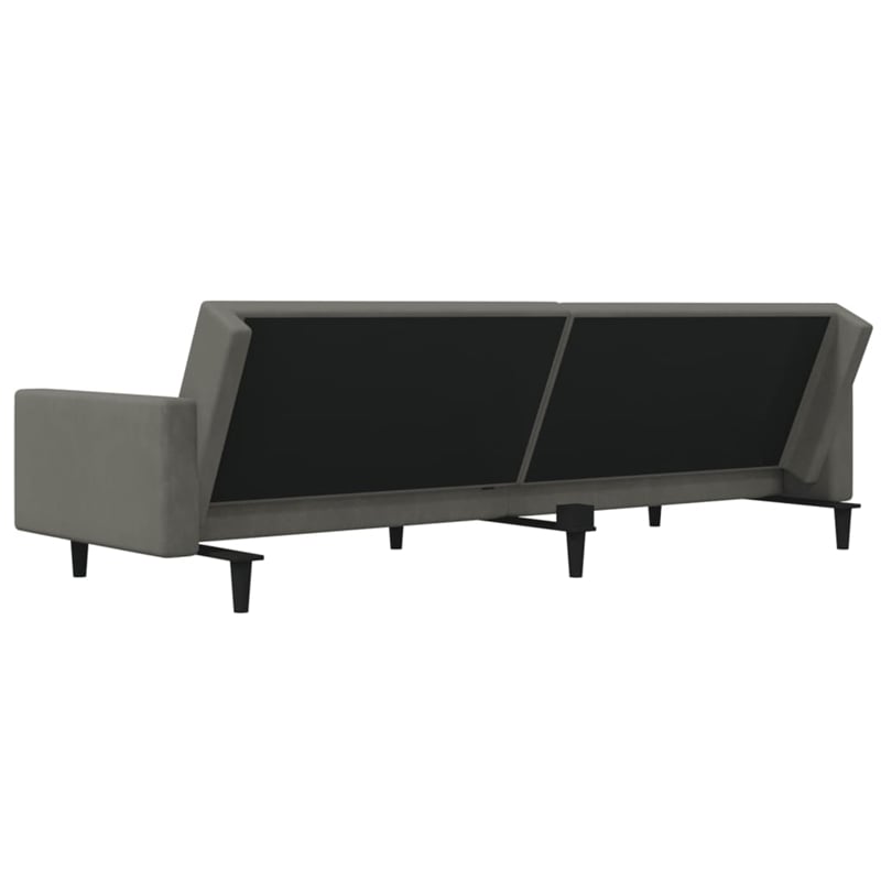 Bowery Hill Contemporary 2-Seater Sofa Bed in Dark Gray Polyester Velvet