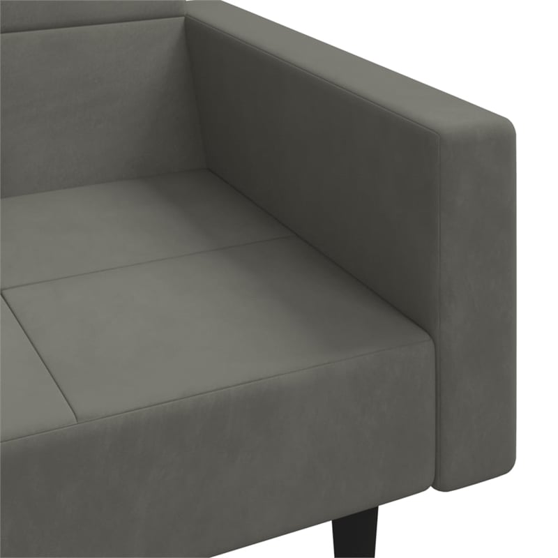 Bowery Hill Contemporary 2-Seater Sofa Bed in Dark Gray Polyester Velvet