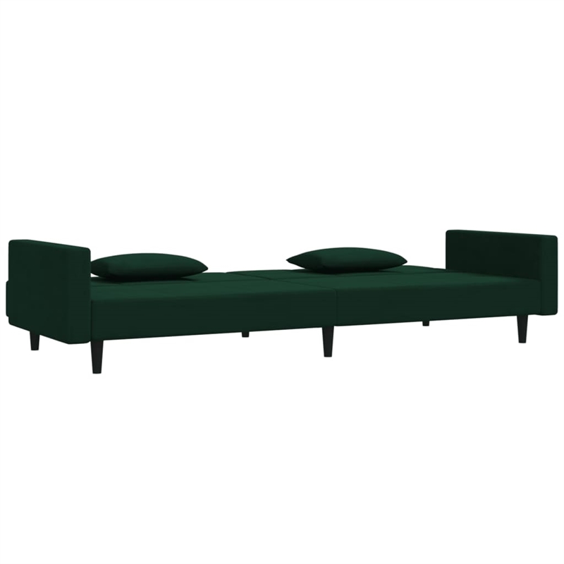 Bowery Hill 2-Seater Sofa Bed in Dark Green Polyester Velvet
