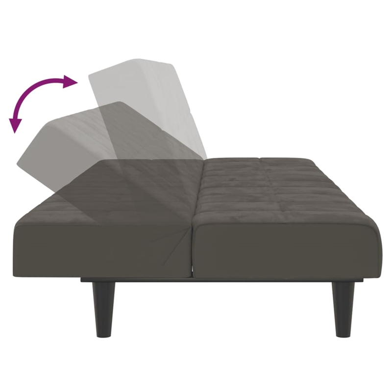 Bowery Hill Contemporary Sofa Bed in Dark Grey Polyester Velvet