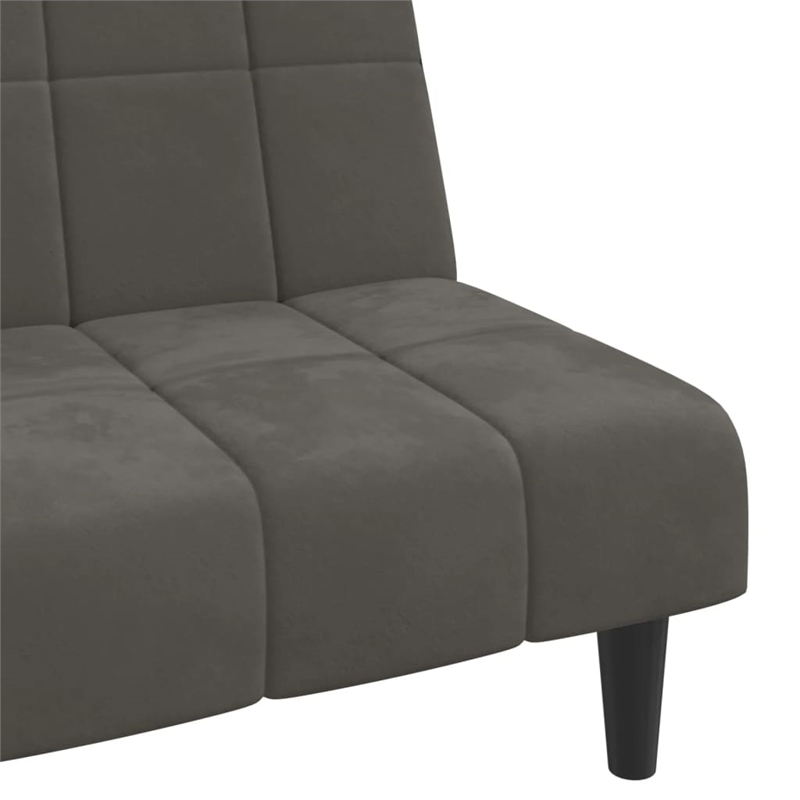 Bowery Hill Contemporary Sofa Bed in Dark Grey Polyester Velvet