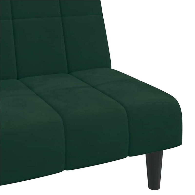 Bowery Hill Contemporary Sofa Bed in Dark Green Polyester Velvet