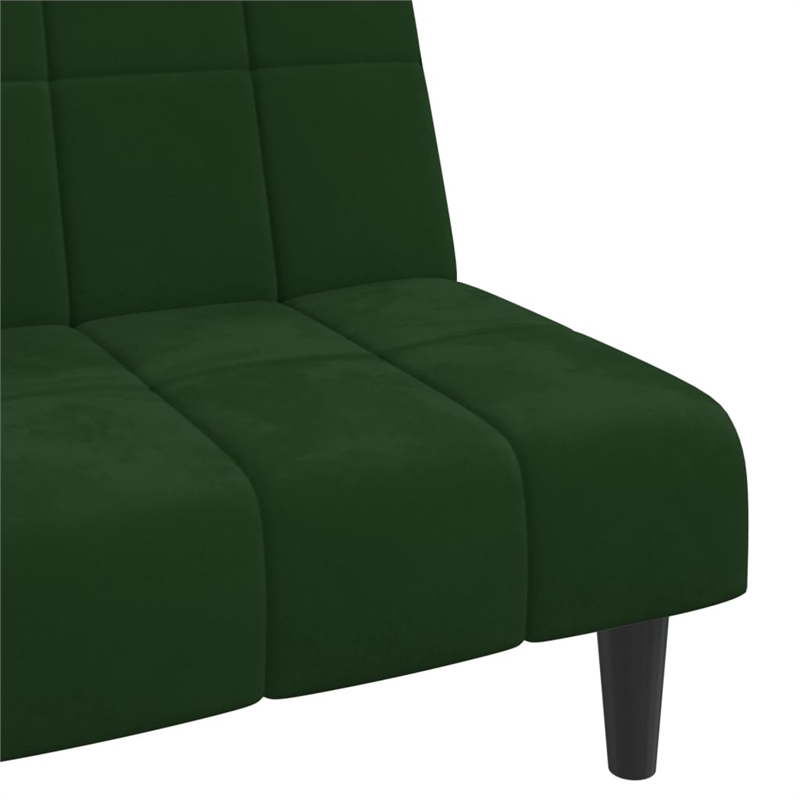 Bowery Hill Contemporary Sofa Bed in Dark Green Polyester Velvet