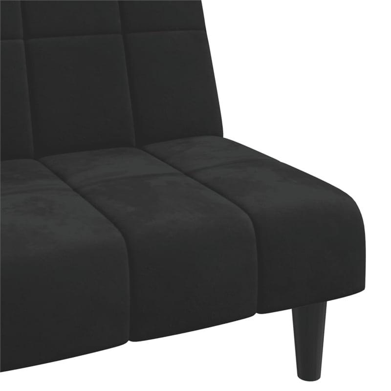 Bowery Hill Contemporary 2-Seater Sofa Bed in Black Polyester Velvet
