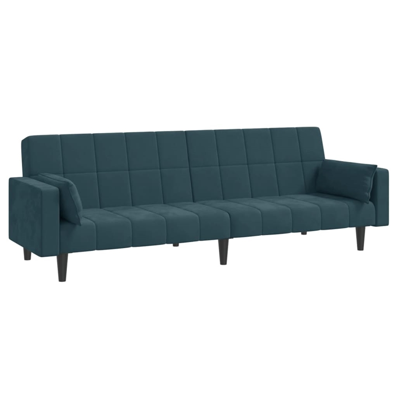 Bowery Hill Contemporary 2-Seater Sofa Bed in Blue Polyester Velvet