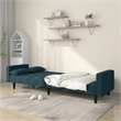 Bowery Hill Contemporary 2-Seater Sofa Bed in Blue Polyester Velvet