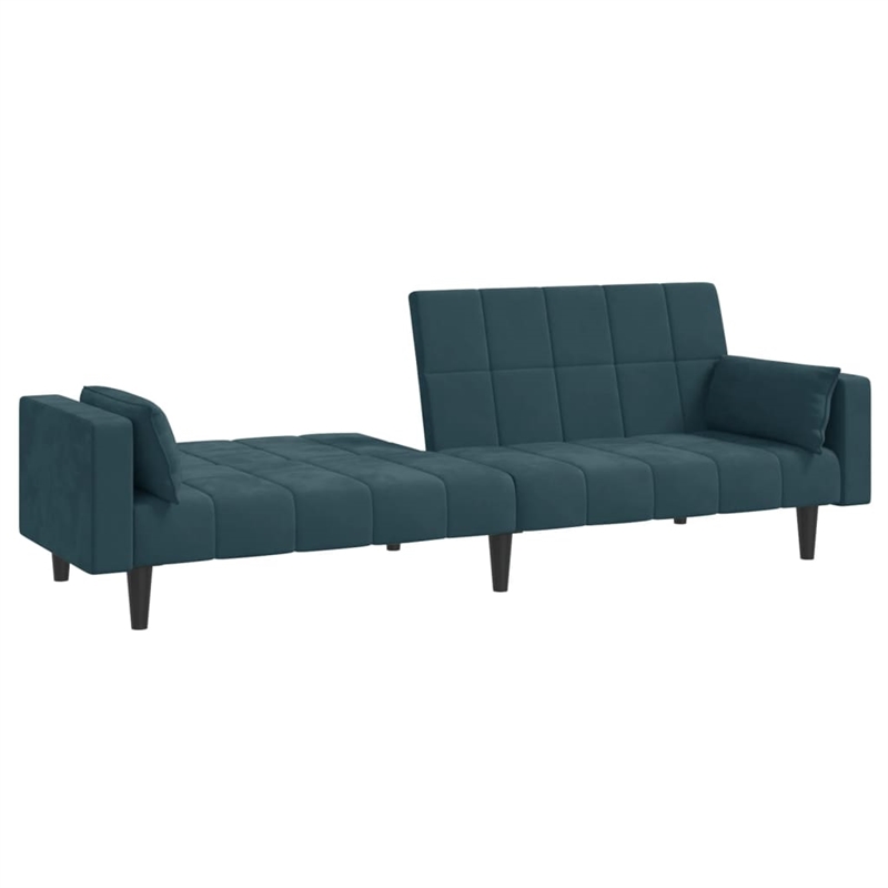 Bowery Hill Contemporary 2-Seater Sofa Bed in Blue Polyester Velvet