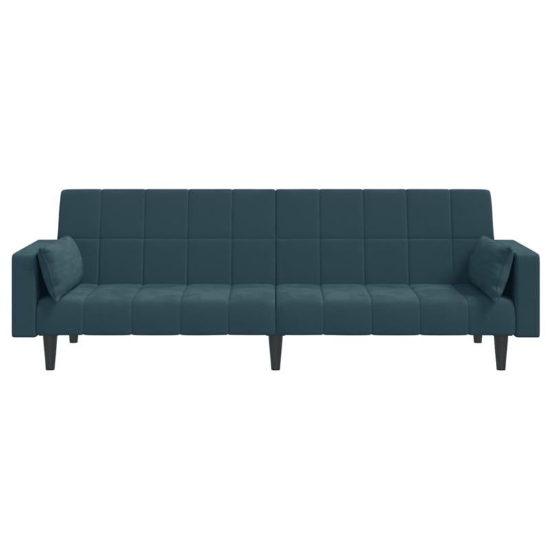 Bowery Hill Contemporary 2-Seater Sofa Bed in Blue Polyester Velvet