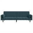 Bowery Hill Contemporary 2-Seater Sofa Bed in Blue Polyester Velvet