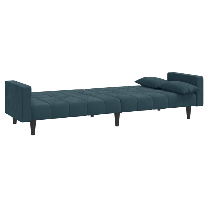 Bowery Hill Contemporary 2-Seater Sofa Bed in Blue Polyester Velvet