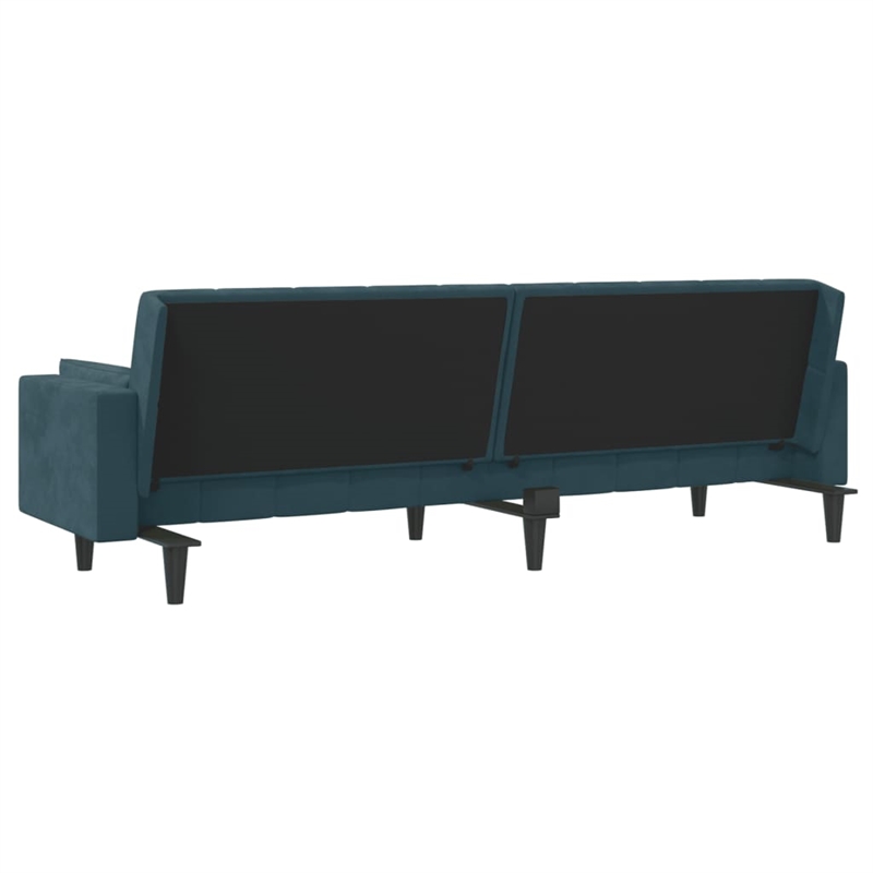 Bowery Hill Contemporary 2-Seater Sofa Bed in Blue Polyester Velvet