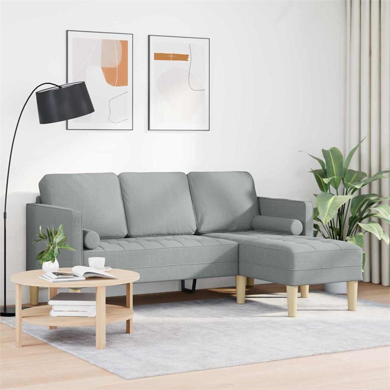 Bowery Hill Contemporary Sofa Set in Light Gray Finish Fabric