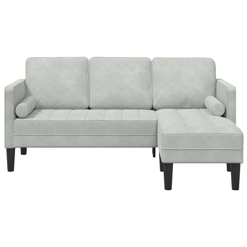 Bowery Hill Contemporary Velvet Sofa Set in Light Gray Finish