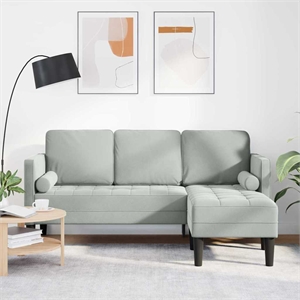 Bowery Hill Contemporary Velvet Sofa Set in Light Gray Finish