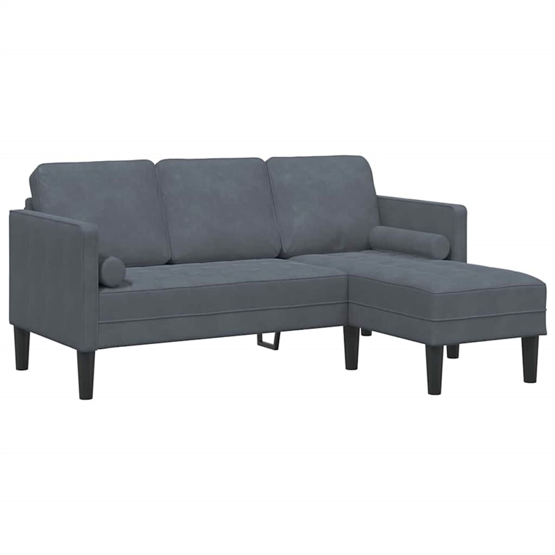 Bowery Hill Contemporary Velvet Sofa Set in Dark Gray Finish