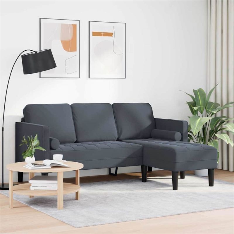 Bowery Hill Contemporary Velvet Sofa Set in Dark Gray Finish