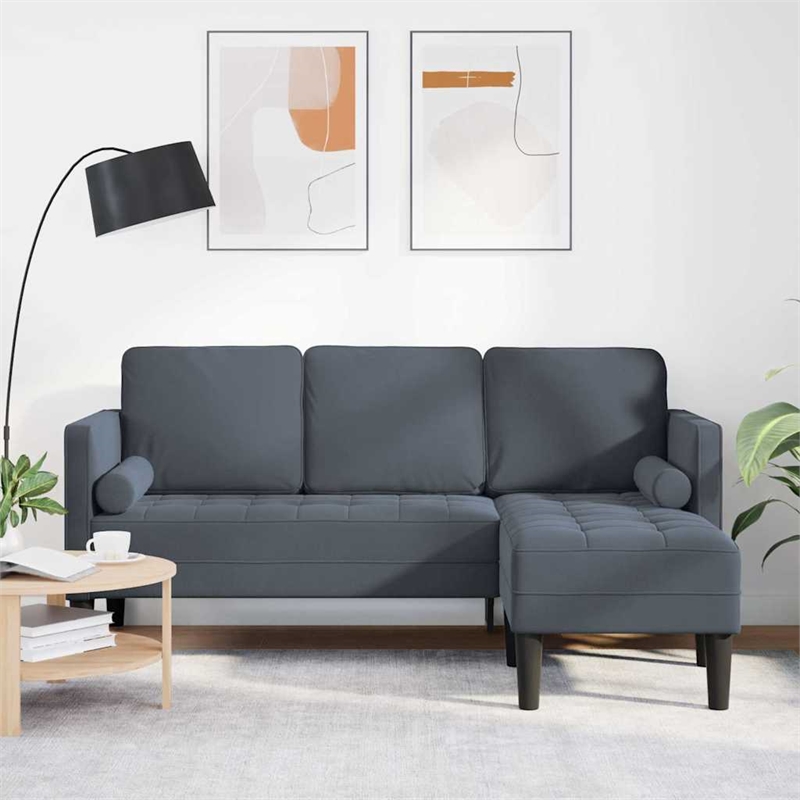 Bowery Hill Contemporary Velvet Sofa Set in Dark Gray Finish