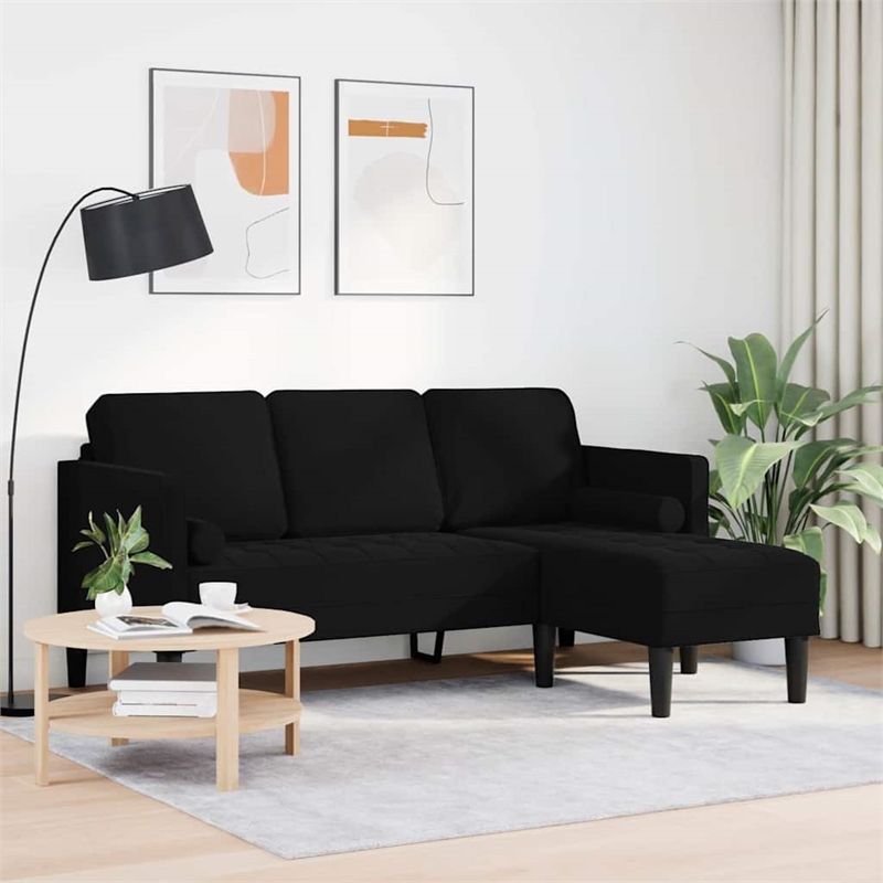 Bowery Hill Modern / Contemporary Velvet Sofa Set in Black Finish