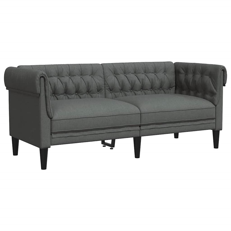 Bowery Hill Contemporary Chesterfield Sofa in Dark Grey Polyester