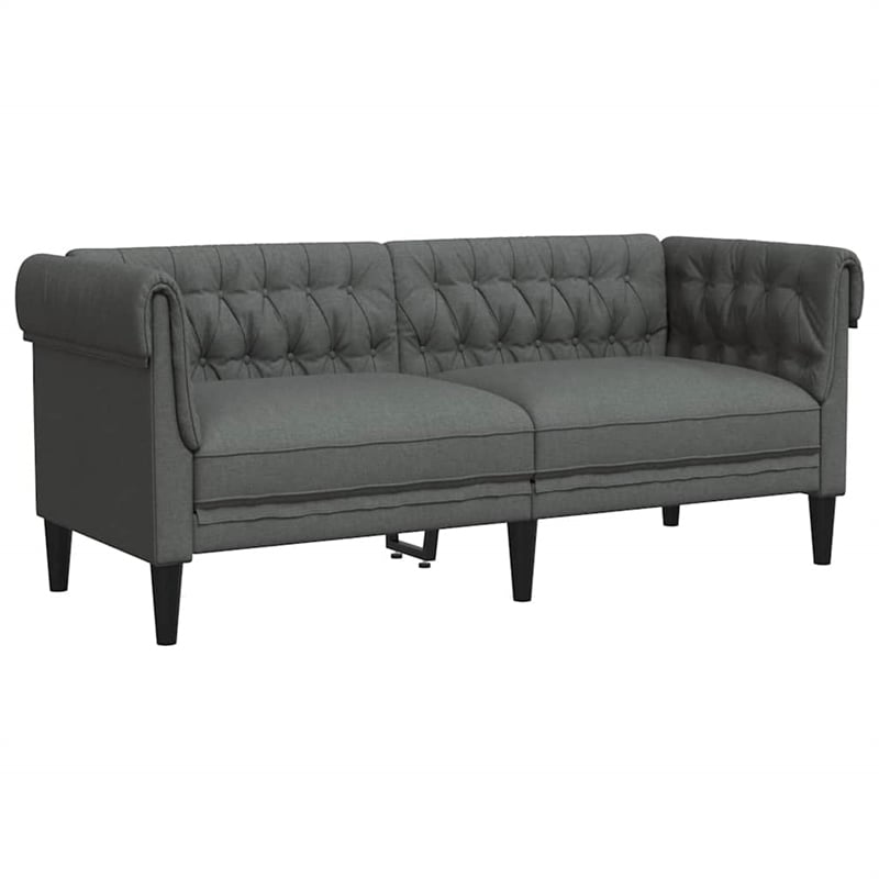Bowery Hill Contemporary Chesterfield Sofa in Dark Grey Polyester