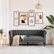 Bowery Hill Contemporary Chesterfield Sofa in Dark Grey Polyester