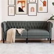 Bowery Hill Contemporary Chesterfield Sofa in Dark Grey Polyester