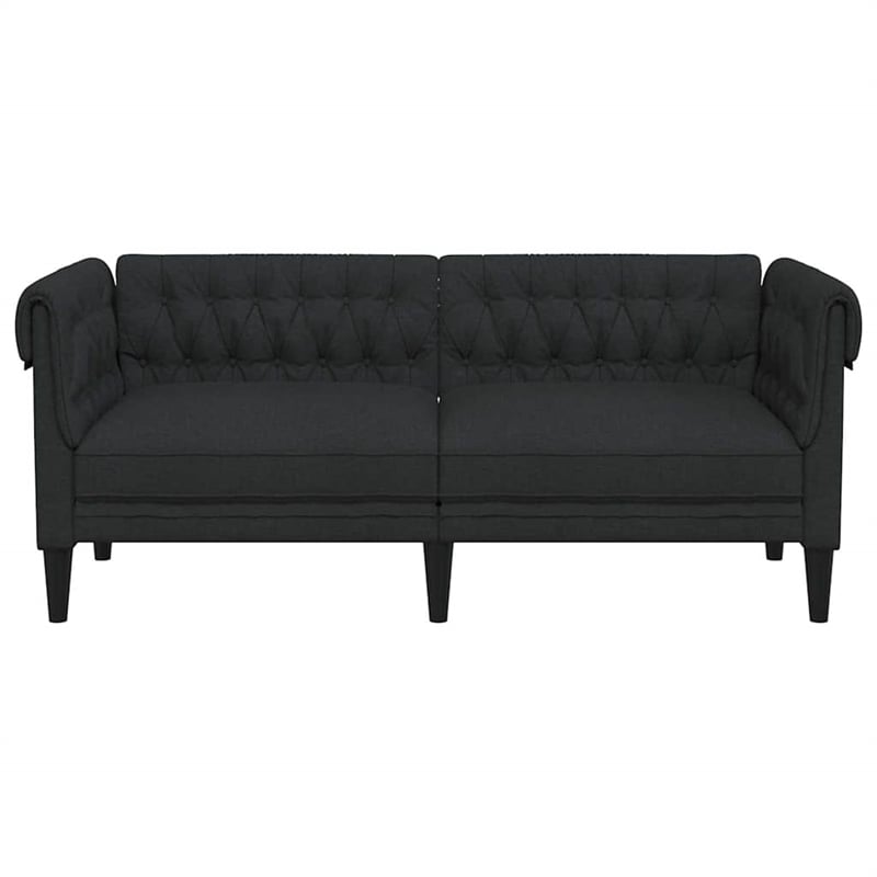 Bowery Hill Contemporary Polyester Chesterfield Sofa in Black