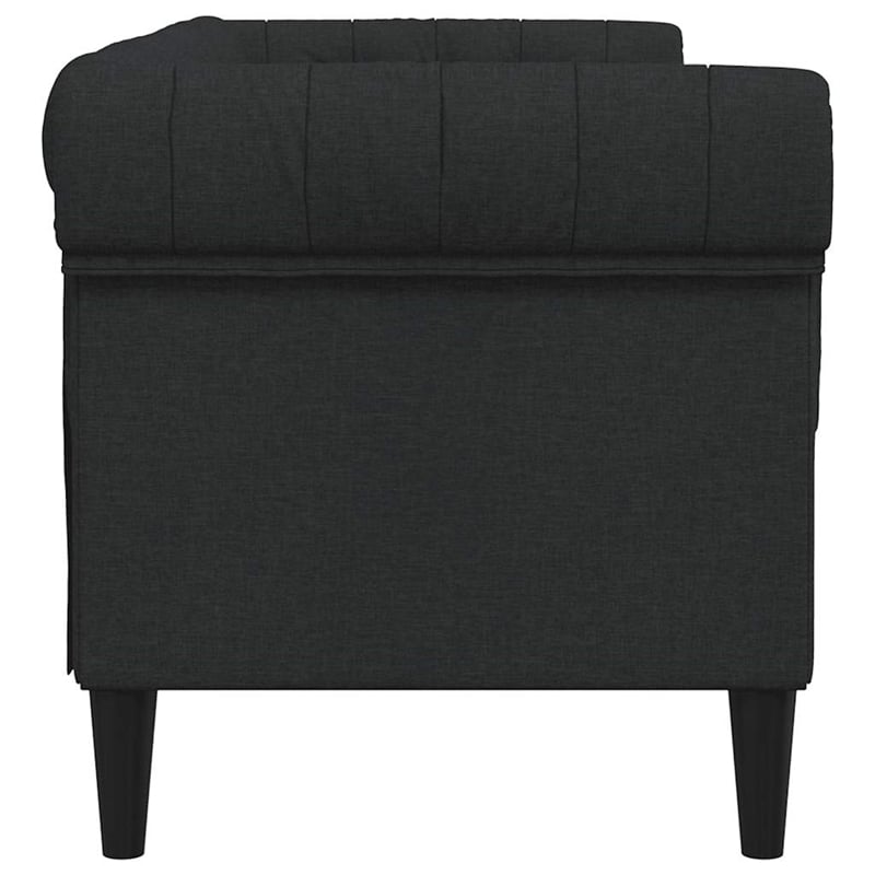 Bowery Hill Contemporary Polyester Chesterfield Sofa in Black