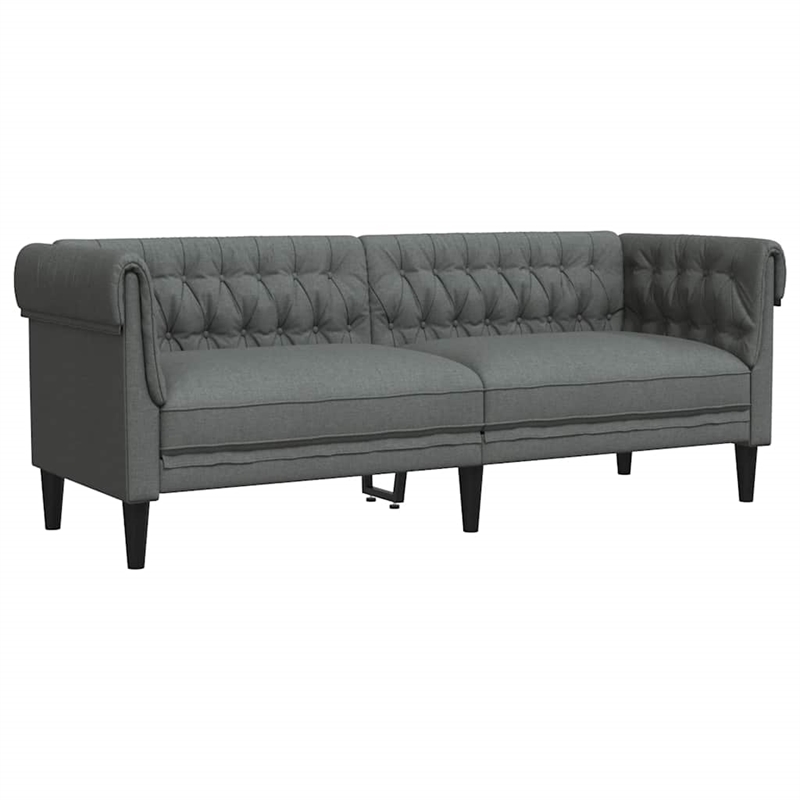 Bowery Hill Contemporary Polyester Chesterfield Sofa in Dark Gray