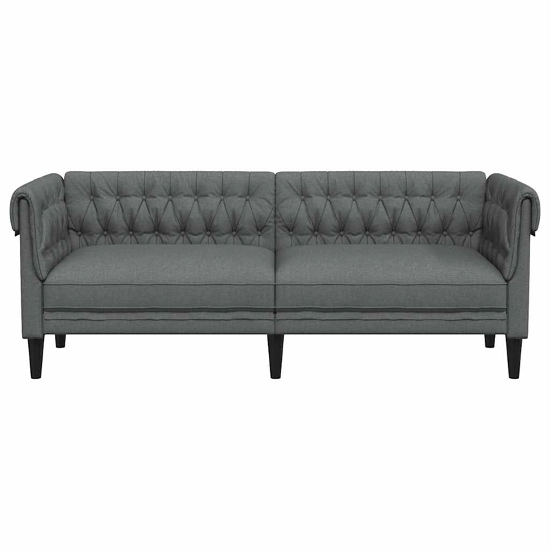 Bowery Hill Contemporary Polyester Chesterfield Sofa in Dark Gray