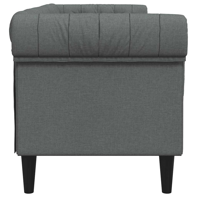 Bowery Hill Contemporary Polyester Chesterfield Sofa in Dark Gray