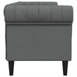 Bowery Hill Contemporary Polyester Chesterfield Sofa in Dark Gray