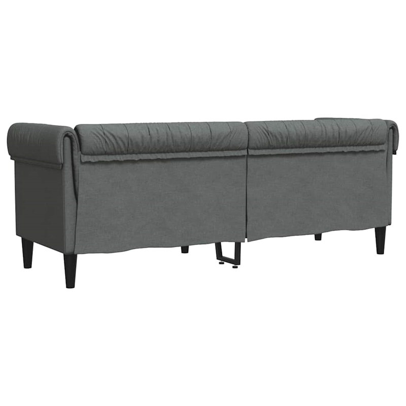 Bowery Hill Contemporary Polyester Chesterfield Sofa in Dark Gray
