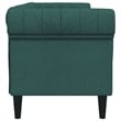 Bowery Hill Contemporary Polyester Chesterfield Sofa in Dark Green