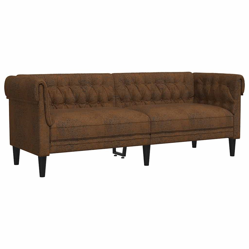 Bowery Hill Modern / Contemporary Chesterfield Sofa in Brown Fabric