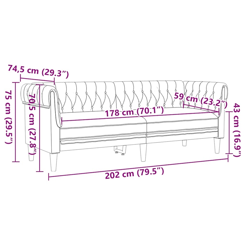 Bowery Hill Modern / Contemporary Chesterfield Sofa in Brown Fabric