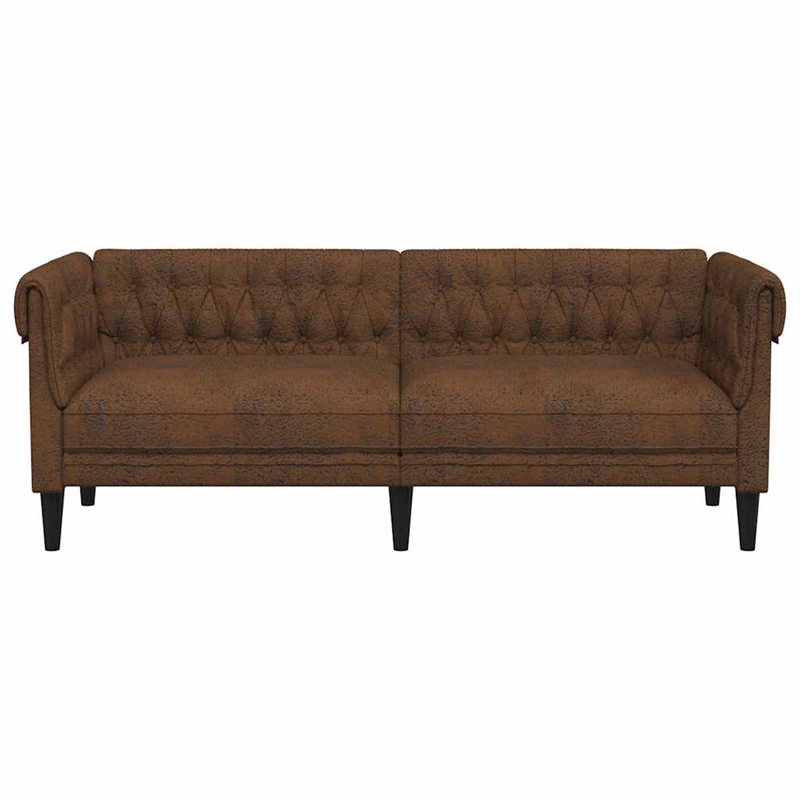 Bowery Hill Modern / Contemporary Chesterfield Sofa in Brown Fabric