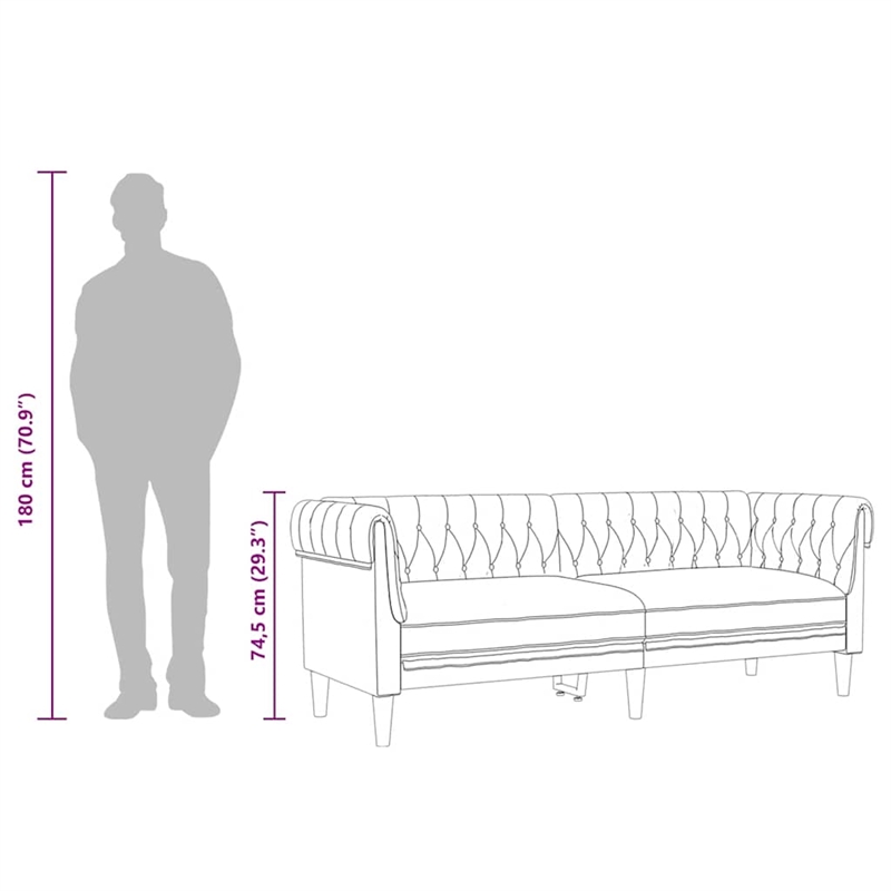 Bowery Hill Modern / Contemporary Chesterfield Sofa in Brown Fabric