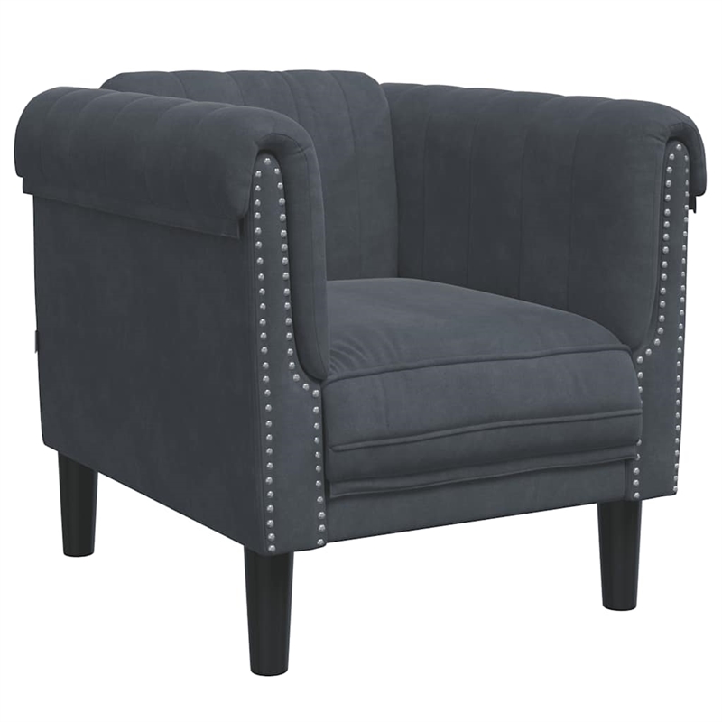 Bowery Hill Contemporary Single Sofa Chair in Dark Grey Velvet