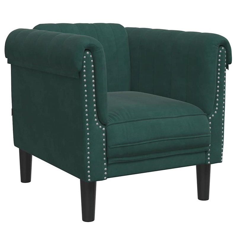 Bowery Hill Contemporary Single Sofa Chair in Dark Green Polyester